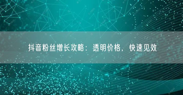抖音粉丝增长攻略：透明价格，快速见效